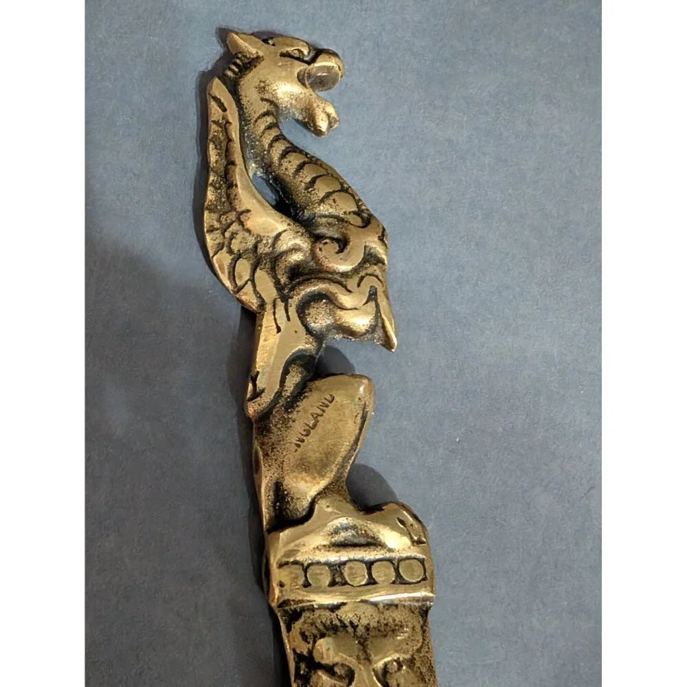 Dragon Griffin Letter Opener Solid Brass 9 in Restored Made in England